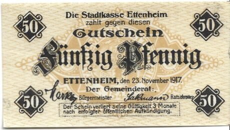 Аверс банкноты 50 fenigów (Niemcy) 1917