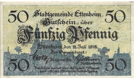 Аверс банкноты 50 fenigów (Niemcy) 1918