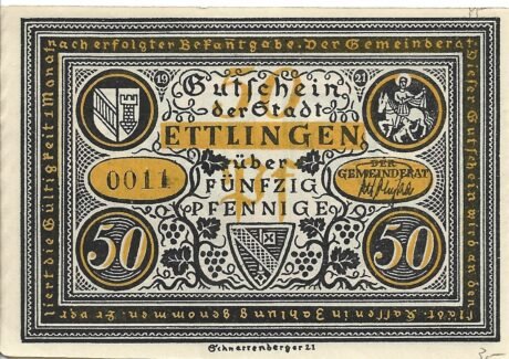 Аверс банкноты 50 fenigów (Niemcy) 1921
