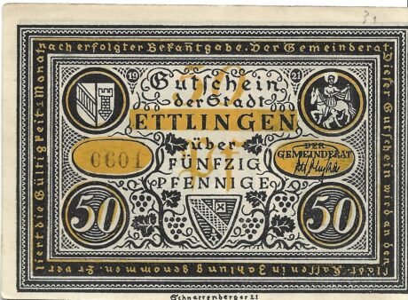 Аверс банкноты 50 fenigów (Niemcy) 1921