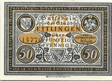 Аверс банкноты 50 fenigów (Niemcy) 1921