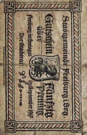 Аверс банкноты 50 fenigów (Niemcy) 1917