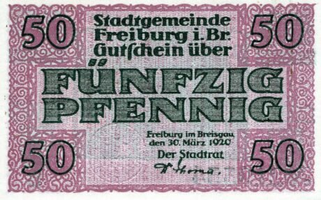 Аверс банкноты 50 fenigów (Niemcy) 1920
