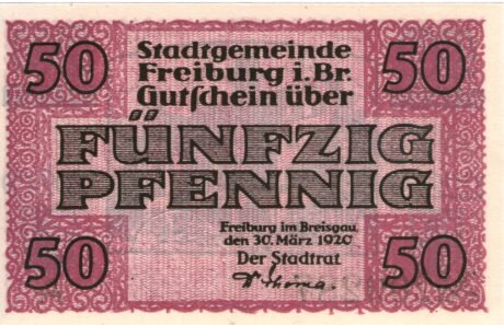 Аверс банкноты 50 fenigów (Niemcy) 1920