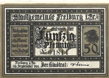 Аверс банкноты 50 fenigów (Niemcy) 1921