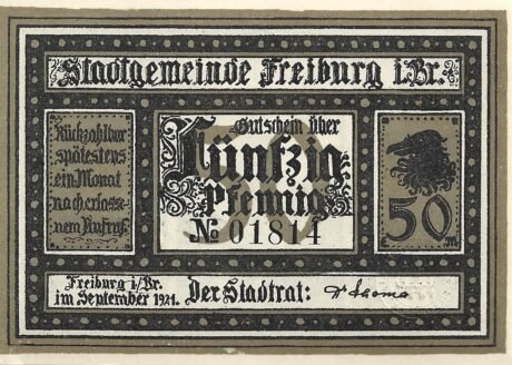 Аверс банкноты 50 fenigów (Niemcy) 1921