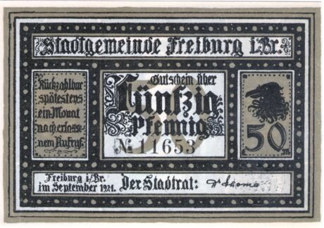 Аверс банкноты 50 fenigów (Niemcy) 1921