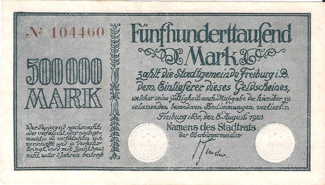 Аверс банкноты 500000 марок (Германия) 1923 года