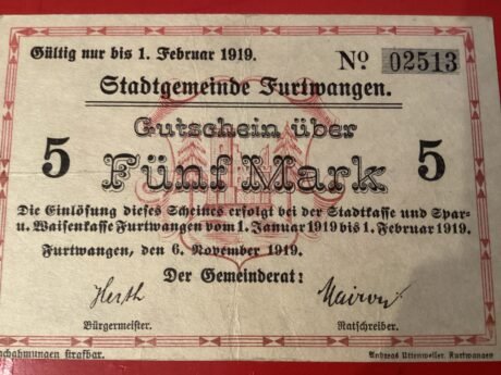 Аверс банкноты 5 marek (Niemcy) 1918