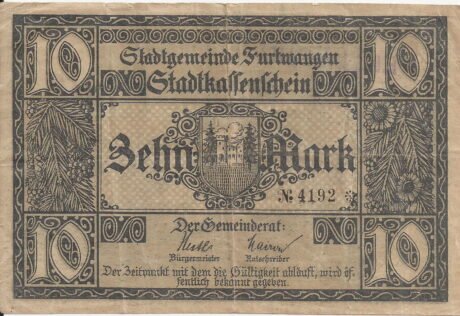 Аверс банкноты 10 marek (Niemcy) 1918