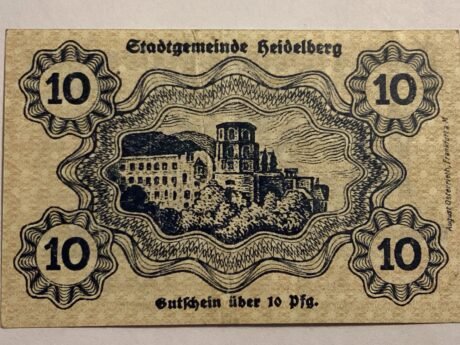 Реверс банкноты 10 fenigów (Niemcy) 1917