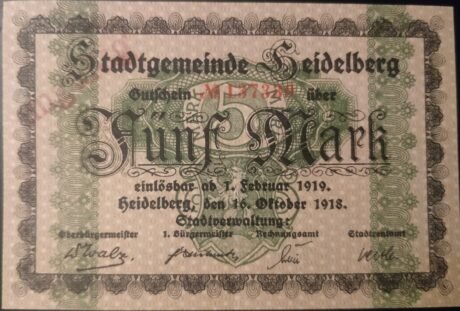 Аверс банкноты 5 marek (Niemcy) 1918