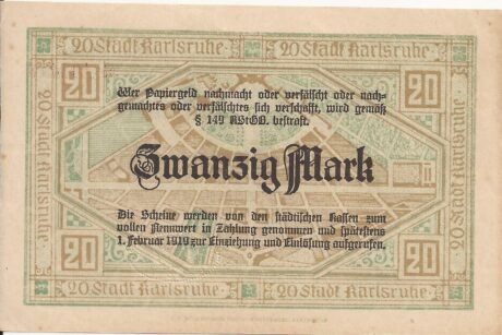 Реверс банкноты 20 marek (Niemcy) 1918