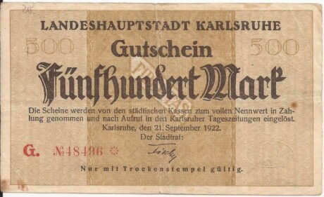 Аверс банкноты 500 marek (Niemcy) 1922