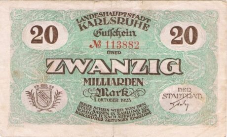 Аверс банкноты 20000000000 marek (Niemcy) 1923