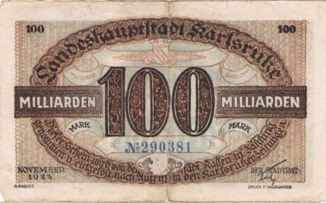 Аверс банкноты 100000000000 марок (Германия) 1923 года