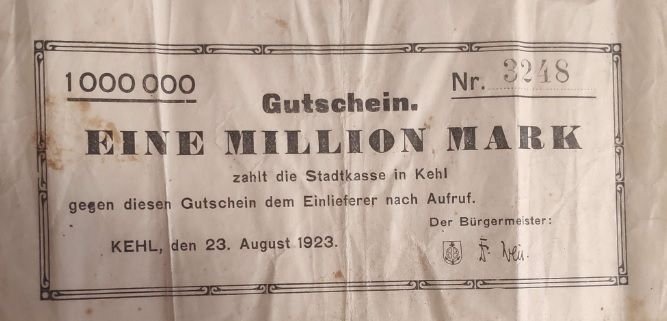 Аверс банкноты 1000000 марок (Германия) 1923 года