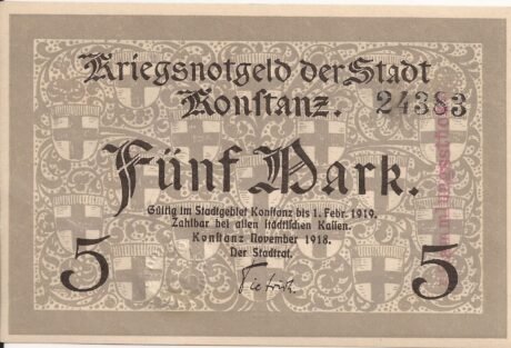 Аверс банкноты 5 marek (Niemcy) 1918