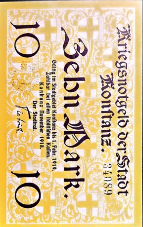 Аверс банкноты 10 марок (Германия) 1918 года