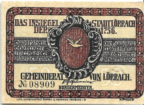 Аверс банкноты 50 fenigów (Niemcy)