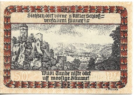 Реверс банкноты 50 fenigów (Niemcy)