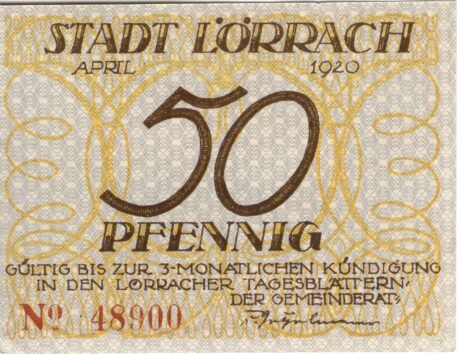 Аверс банкноты 50 fenigów (Niemcy) 1920