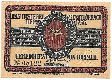Аверс банкноты 50 fenigów (Niemcy) 1922