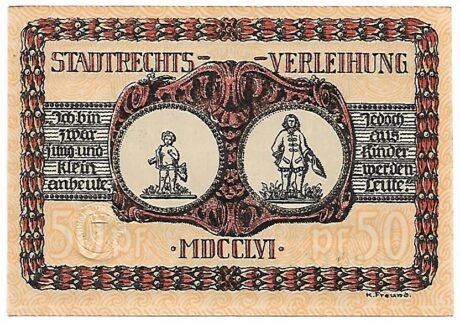 Реверс банкноты 50 fenigów (Niemcy) 1922