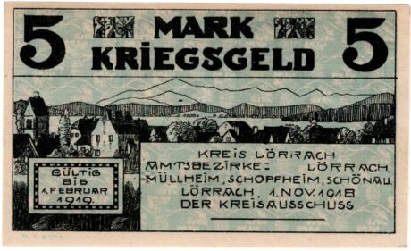 Реверс банкноты 5 marek (Niemcy) 1918