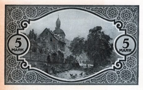 Реверс банкноты 5 marek (Niemcy) 1918