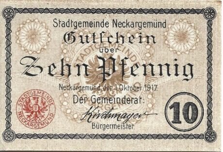 Аверс банкноты 10 пфеннигов (Германия) 1917 года