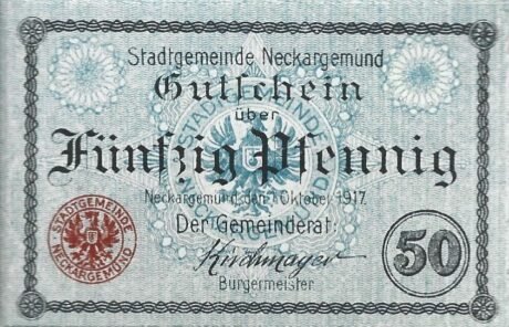 Аверс банкноты 50 пфеннигов (Германия) 1917 года