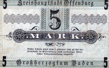 Реверс банкноты 5 marek (Niemcy) 1918