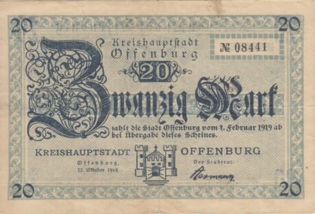 Аверс банкноты 20 marek (Niemcy) 1918