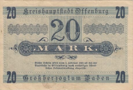 Реверс банкноты 20 marek (Niemcy) 1918