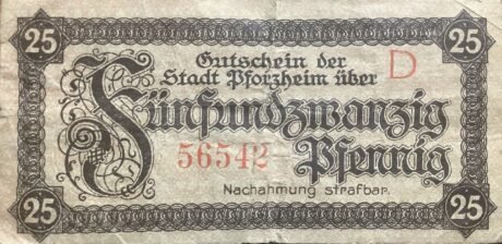 Реверс банкноты 25 fenigów (Niemcy) 1920