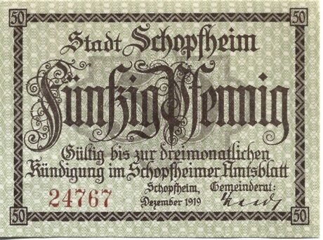 Аверс банкноты 50 fenigów (Niemcy) 1919