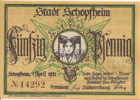 Аверс банкноты 50 fenigów (Niemcy) 1921