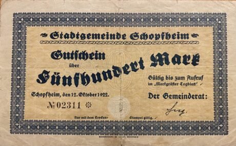 Аверс банкноты 500 марок (Германия) 1922 года