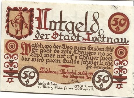 Аверс банкноты 50 fenigów (Niemcy) 1921