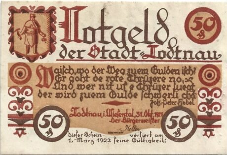 Аверс банкноты 50 fenigów (Niemcy) 1921