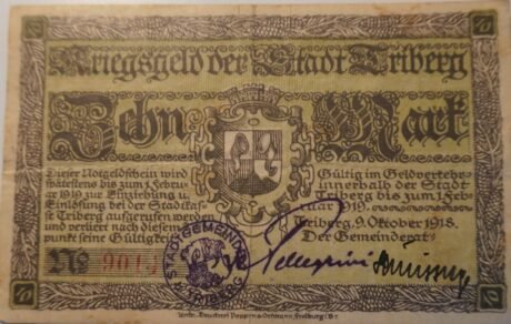 Аверс банкноты 10 marek (Niemcy) 1918