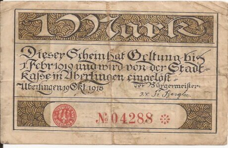 Аверс банкноты 1 marka (Niemcy) 1918