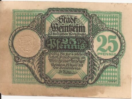 Аверс банкноты 25 fenigów (Niemcy) 1919