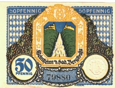 Реверс банкноты 50 fenigów (Niemcy) 1919