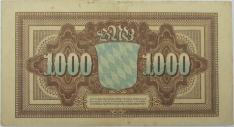 Реверс банкноты 1000 marek Bayerische Notenbank (Niemcy) 1922