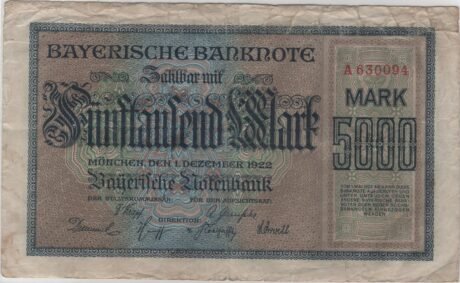 Аверс банкноты 5000 marek Bayerische Notenbank (Niemcy) 1922