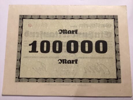 Реверс банкноты 100000 marek dirlewang (Niemcy) 1923