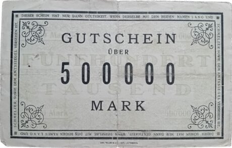 Реверс банкноты 500000 marek Lauterecken (Niemcy) 1923
