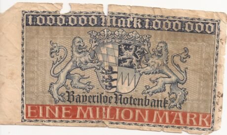 Реверс банкноты 1000000 marek Bayerische Notenbank (Niemcy) z 1923 r.